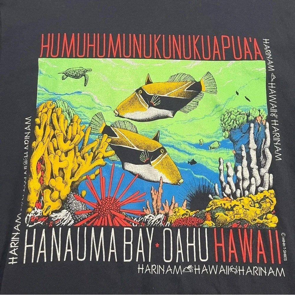 1992 Single Stitch Oahu Hawaii National Fish Vintage Shirt Size Large Made n USA
